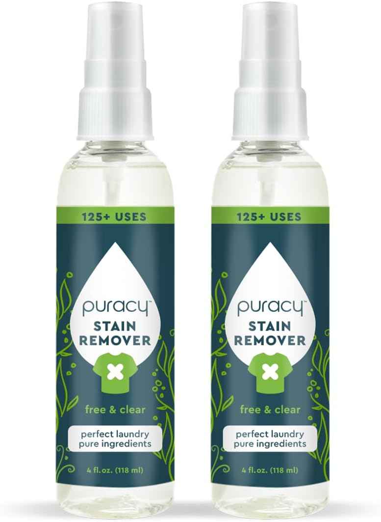 Puracy Stain Remover, Natural Travel and Laundry Stain Cleaner for Clothes, Baby Essentials, Kids Stains, Oil and Fabric Spot Cleaner, Unscented (Stain Remover Spray, 48 fl oz)
