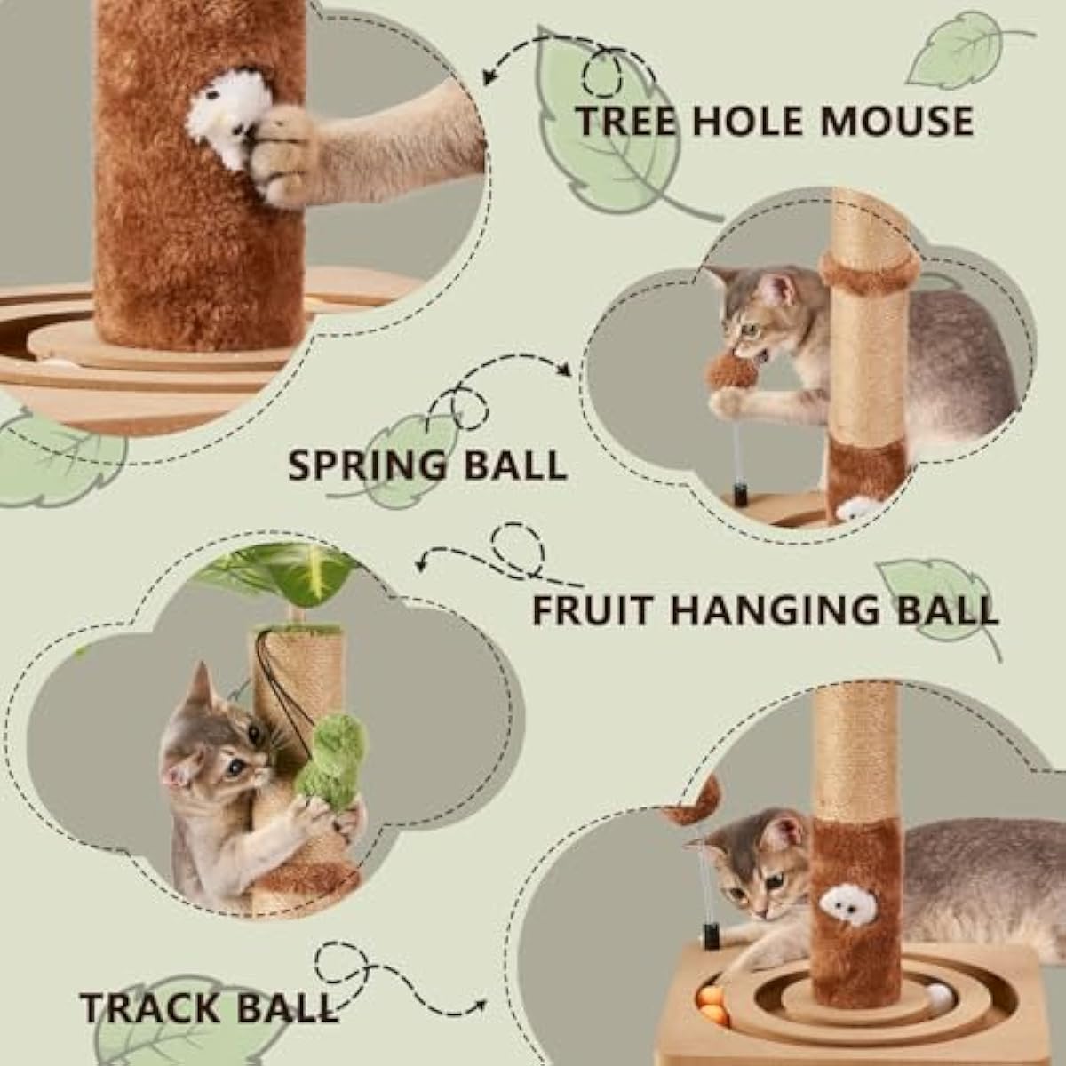 MECOOL 35in tall cat scratching post premium scratch posts with hanging ball and ball track