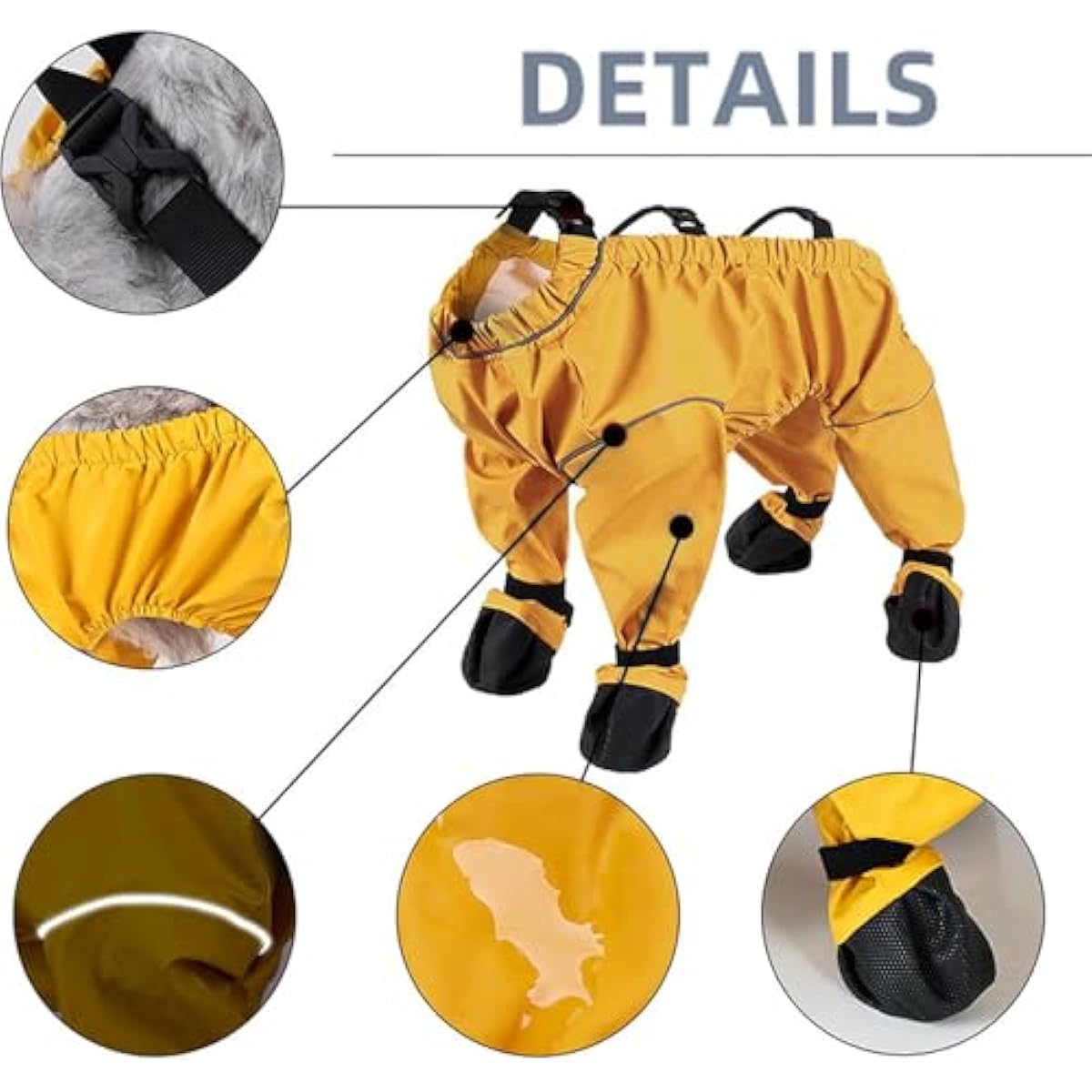 Dog Snow Suit with Attached Boots, PU Water-Resistant Winter Hiking Leggings for Outdoor Adventures