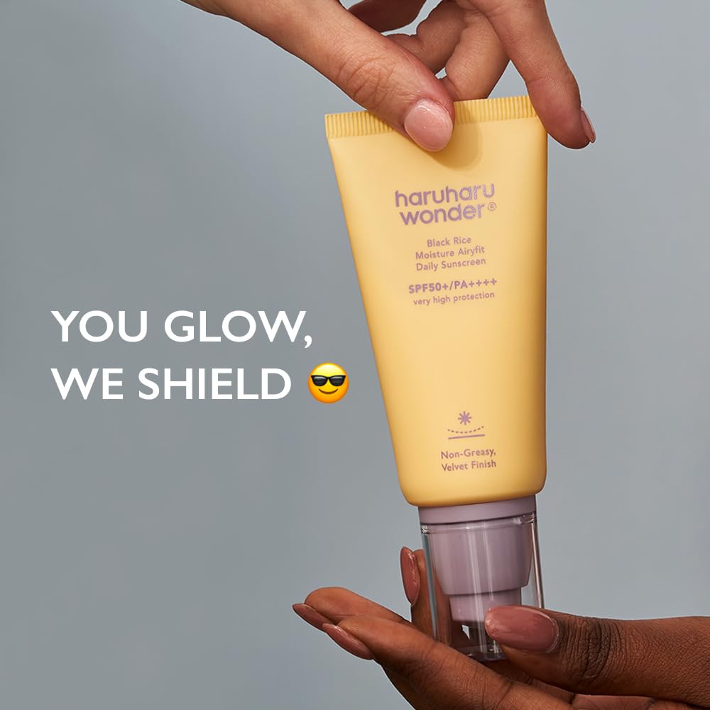 Haruharu Wonder Black Rice Moisturizing Daily Sunscreen, 1.69fl.oz, Velvet Finish, No White Cast, Vegan, Clean Beauty