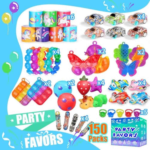 Party Favors for Kids 8-12 4-8, 150-Pack Fidget Toys Bulk, Treasure Box Toys for Classroom, Stocking Stuffers Goodie Bags, Classroom Prizes, Birthday Holiday for Boys Girls