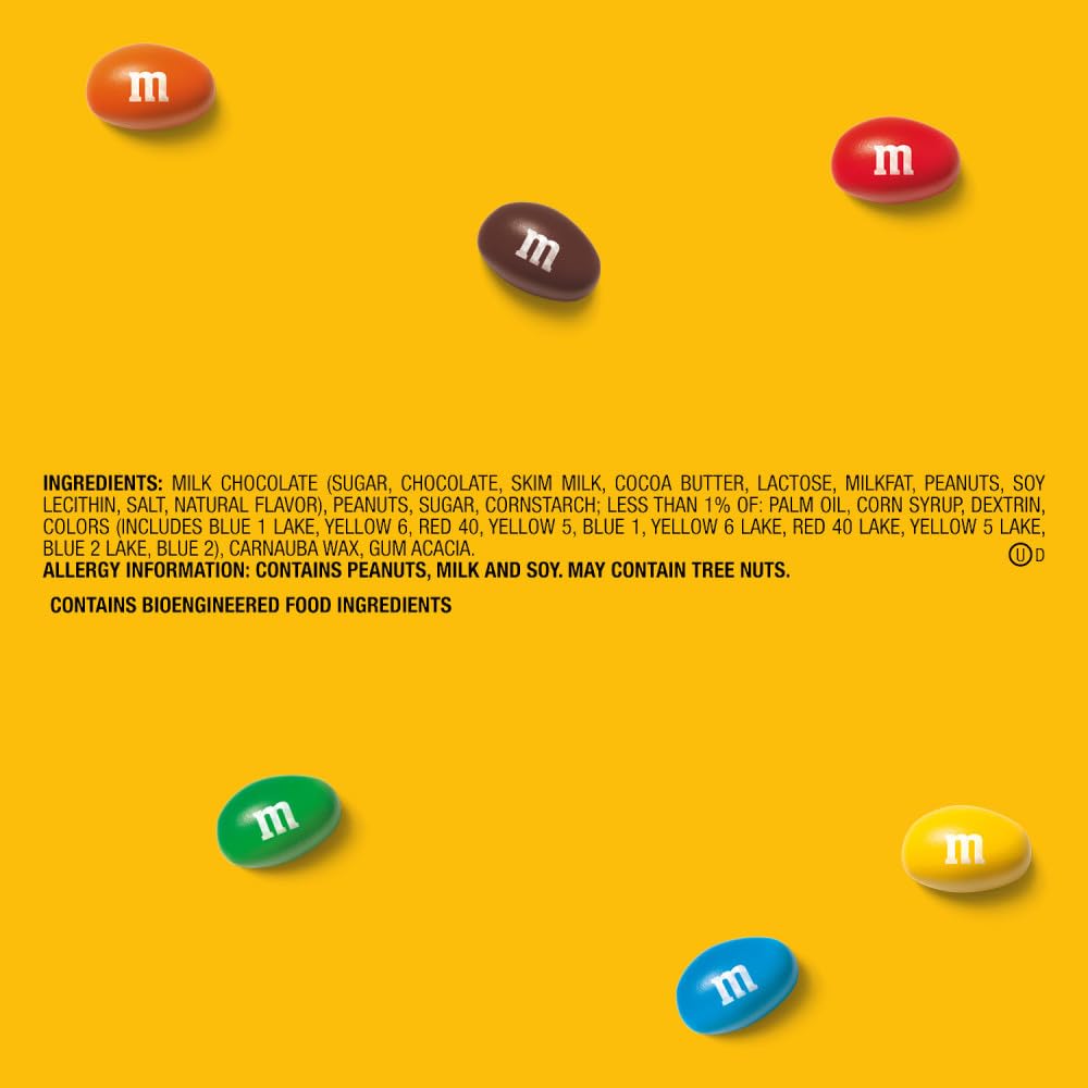 M&M'S peanut milk chocolate candy bulk pack, 38 oz bag, party size