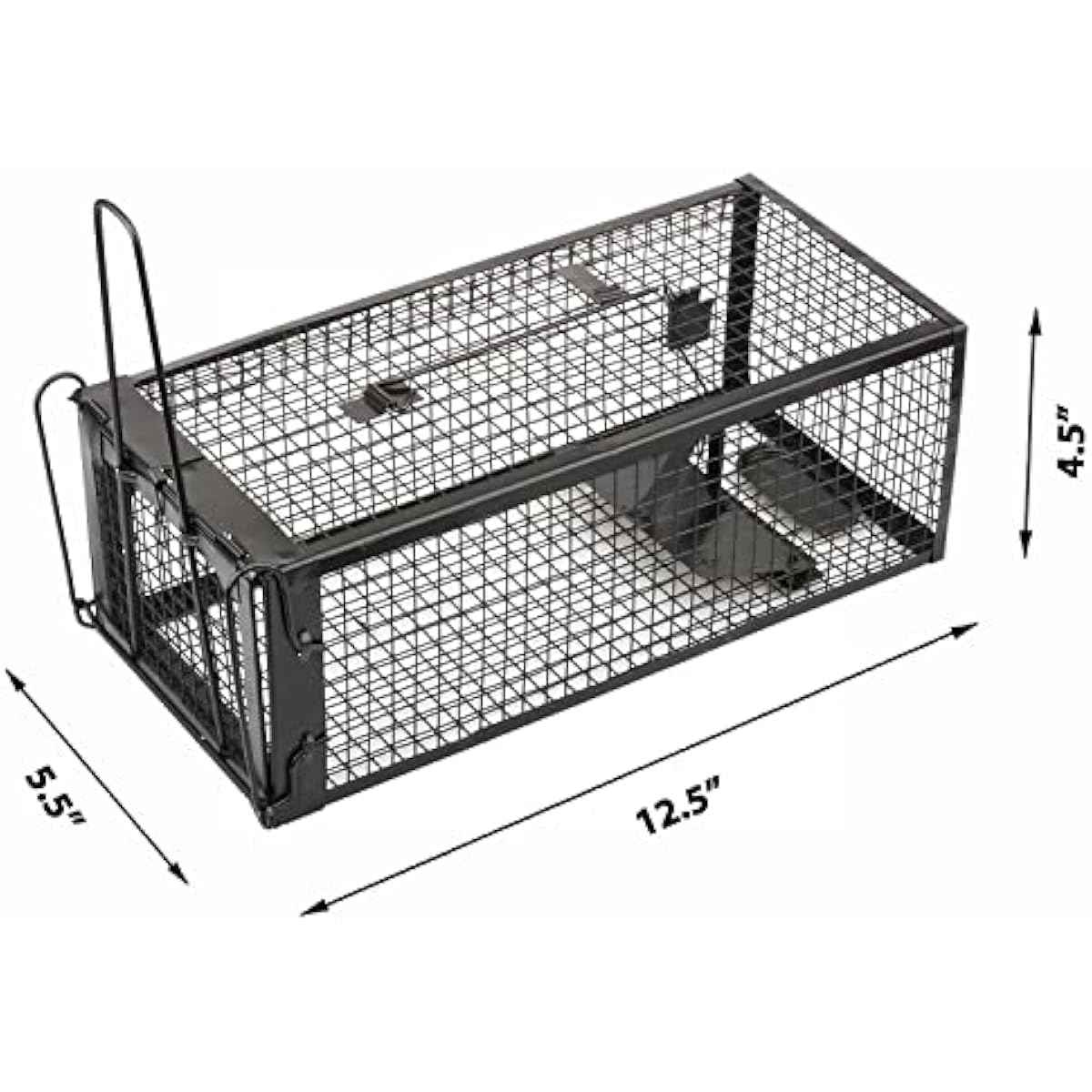 2-Pack Rat Traps Humane Live Mouse Vole Chipmunk Trap Cage for Indoors and Outdoors (Black)