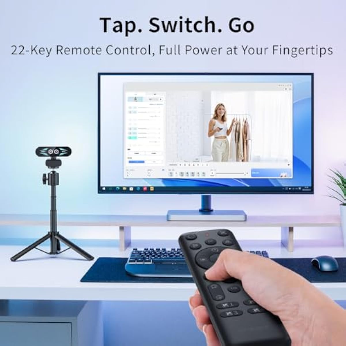 emmeet c60e 4k webcam streaming wide-angle telephoto cameras 11x hybrid zoom pdaf autofocus rgb lighting