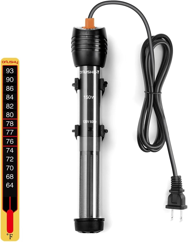 orlushy 25w small submersible aquarium heater for betta fish tank 78℉ constant temperature 1-6 gallons freshwater saltwater