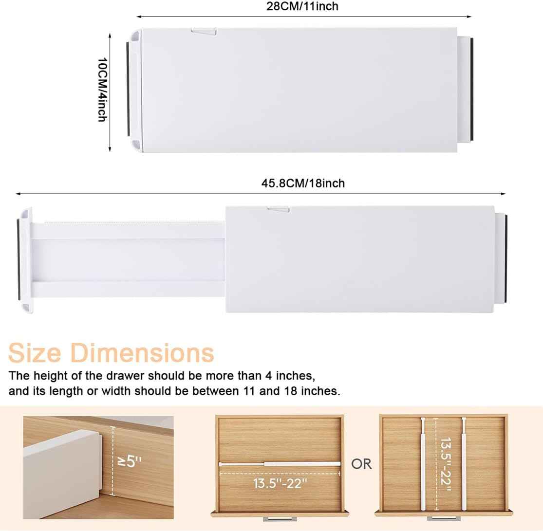 Drawer Dividers Dresser Drawer Organizer 3 Pack Adjustable Kitchen Drawers Divider Plastic Separators for Clothes Desk Office Storage