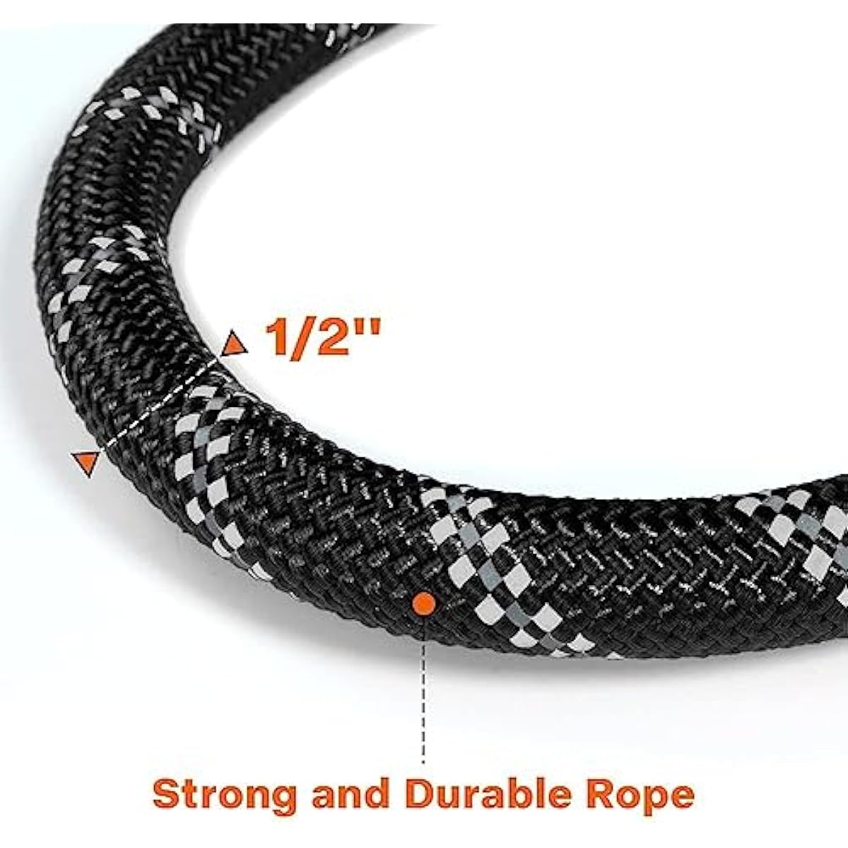 Taglory 6 FT Rope Dog Leash for Medium Large Dogs with Padded Handle, Reflective Threads, 1/2 inch, Black