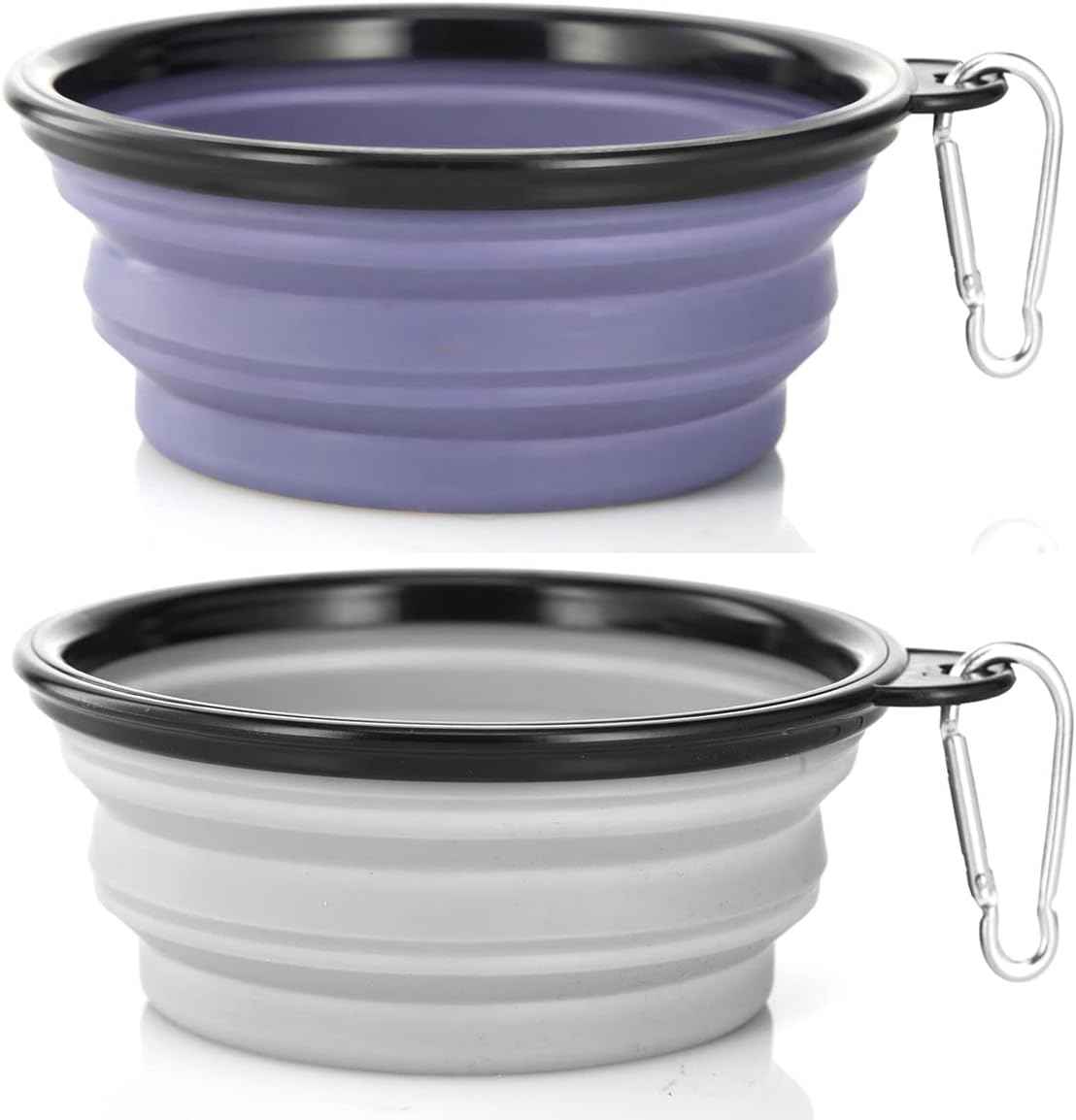 Dog Bowl Pet Collapsible Bowls, 2 Pack for Cats Dogs, Portable Pet Feeding Watering Dish for Walking Parking Traveling with 2 Carabiners (Small, Blue+Green)