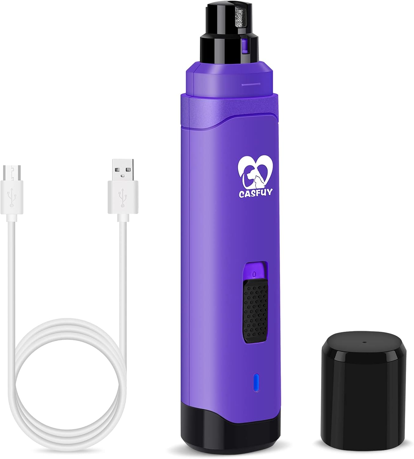 Casfuy Dog Nail Grinder Upgraded - Professional 2-Speed Electric Rechargeable Pet Nail Trimmer Painless Paws Grooming & Smoothing for Small Medium Large Dogs & Cats(Dark Blue)