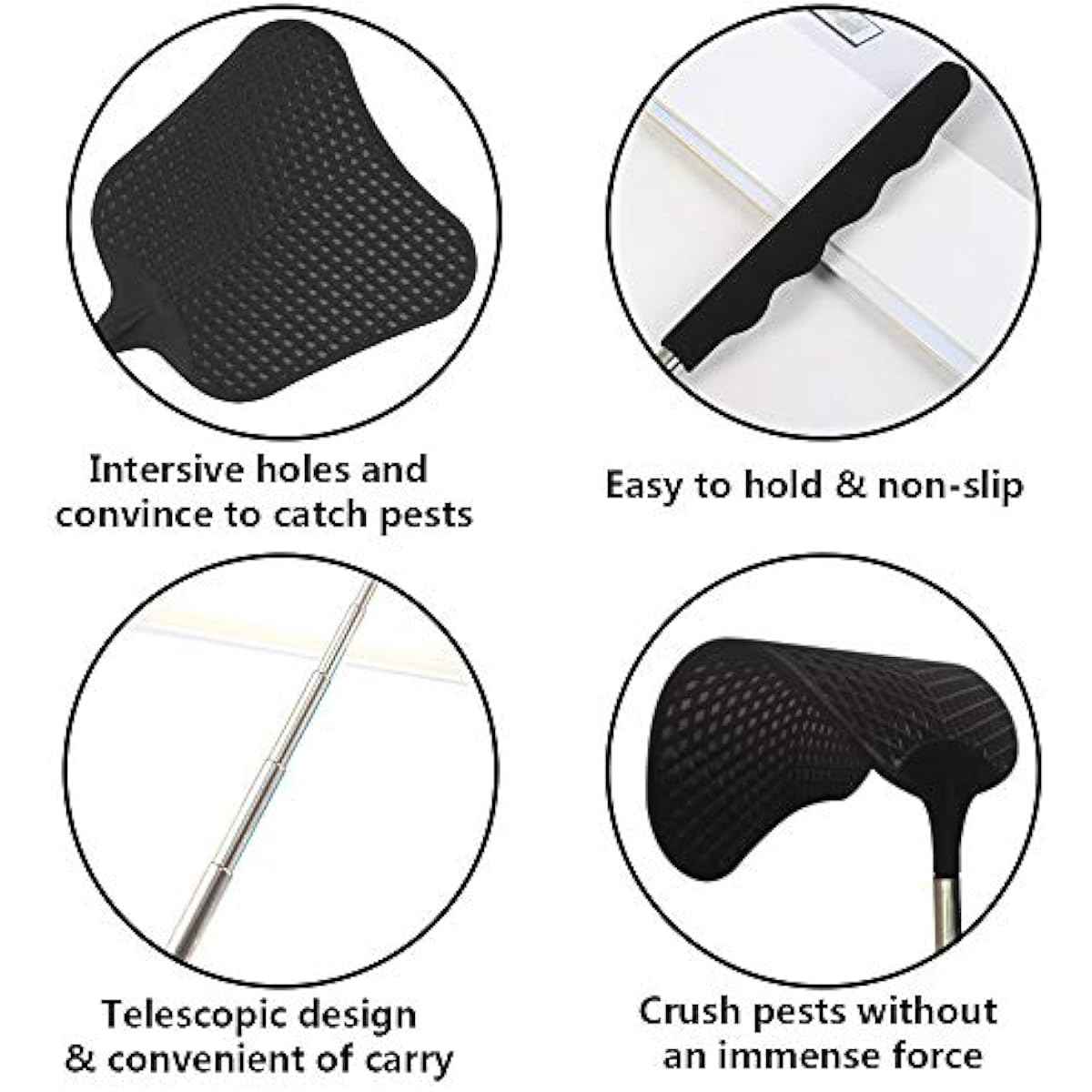 Foxany Telescopic Fly Swatters, Durable Plastic Fly Swatter Heavy Duty Set, Flyswatter with Stainless Steel Handle for Indoor/Outdoor/Classroom (2 Pack)