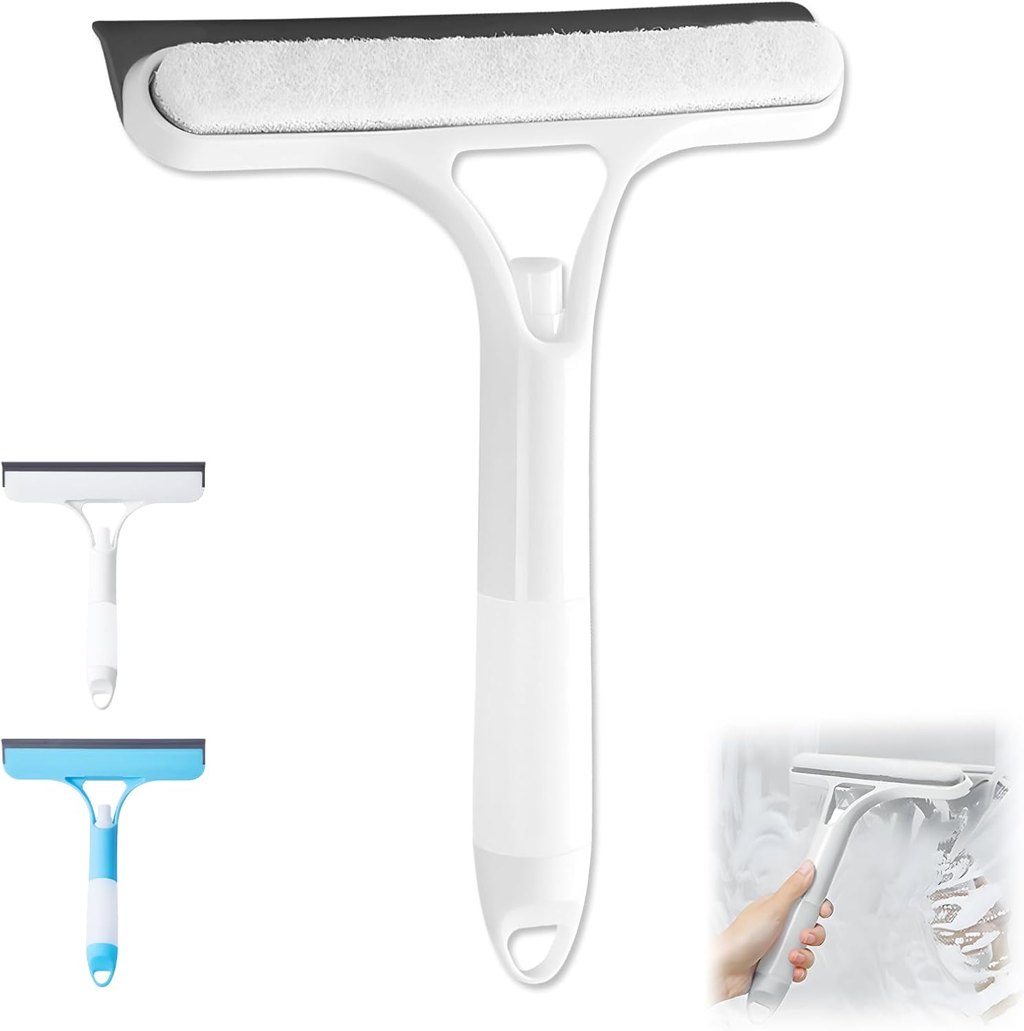 3-in-1 Window Cleaning Scraper with Squeegee and Sprayer - Blue