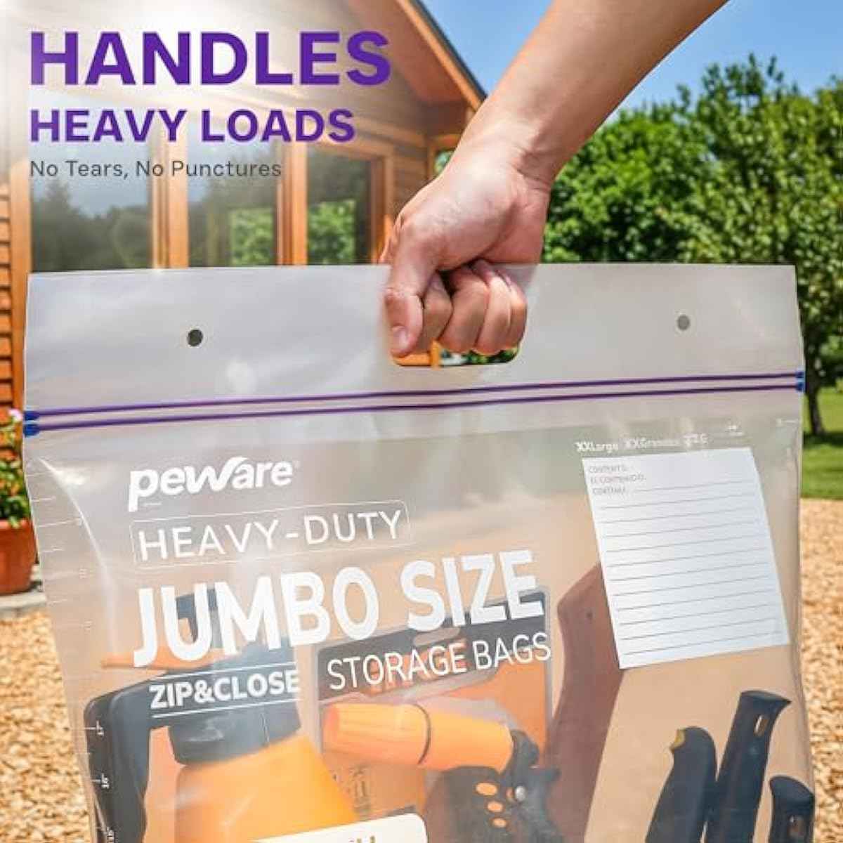 20 Gallon Heavy Duty Jumbo Storage Bags with Handle – 24" x 34" Resealable Zipper Top, Oversized Storage Solution for Clothes, Food, Pillow, Bedding, Household, BPA-Free, Pack of 5, 6 Mil Thick
