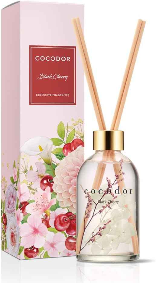 COCODOR Reed Diffuser Set with Preserved Baby's Breath with Sticks/April Breeze / 6.7oz / Scent Fragrance Oil Diffuser for Bedroom Bathroom Home Décor