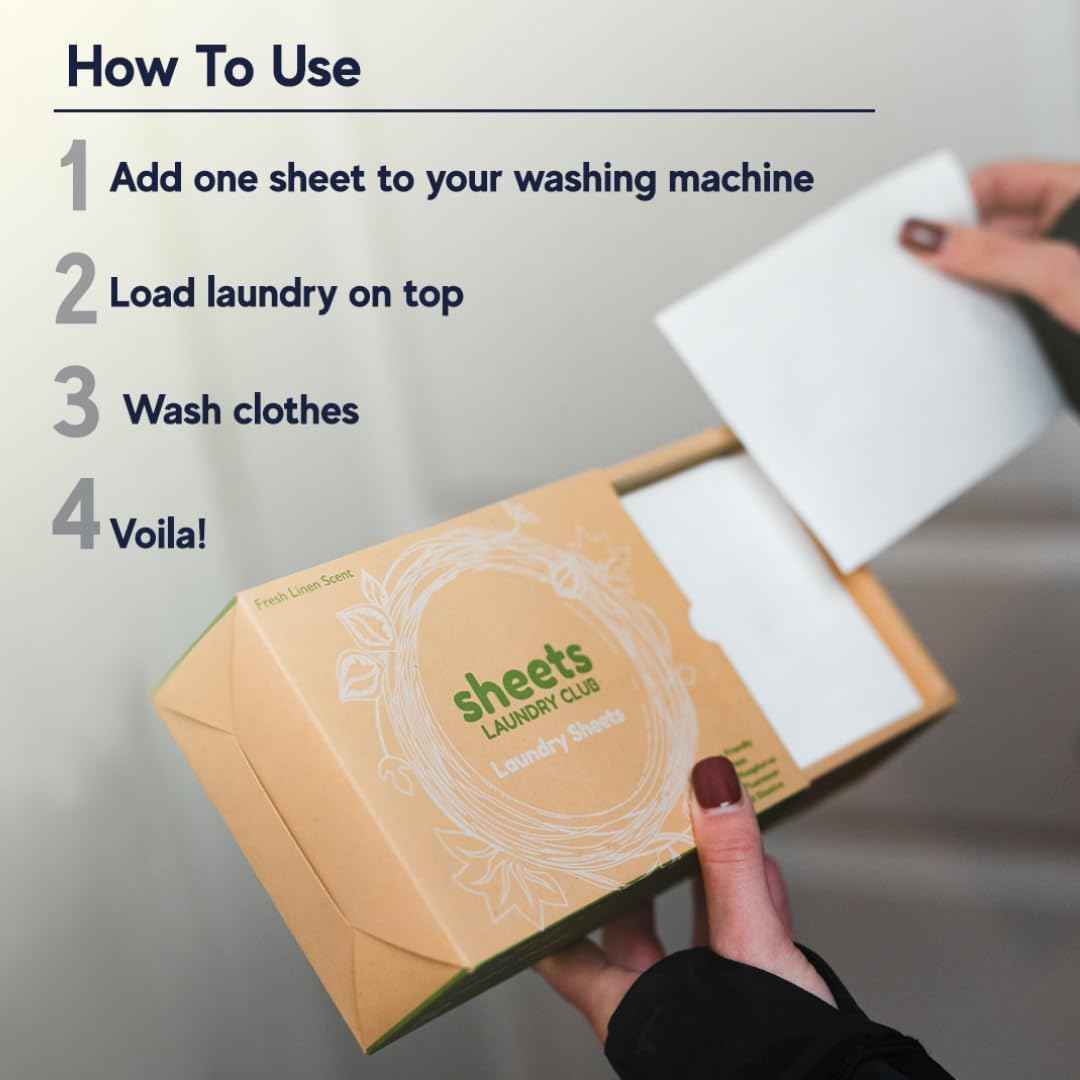 Sheets Laundry Club - Liquidless Laundry Detergent Sheets, 100 Loads - Fresh Linen Scent, Eco-Friendly, Quick-Dissolving Formula, Hypoallergenic, Septic Safe, Plastic-Free Packaging - 50 Sheets