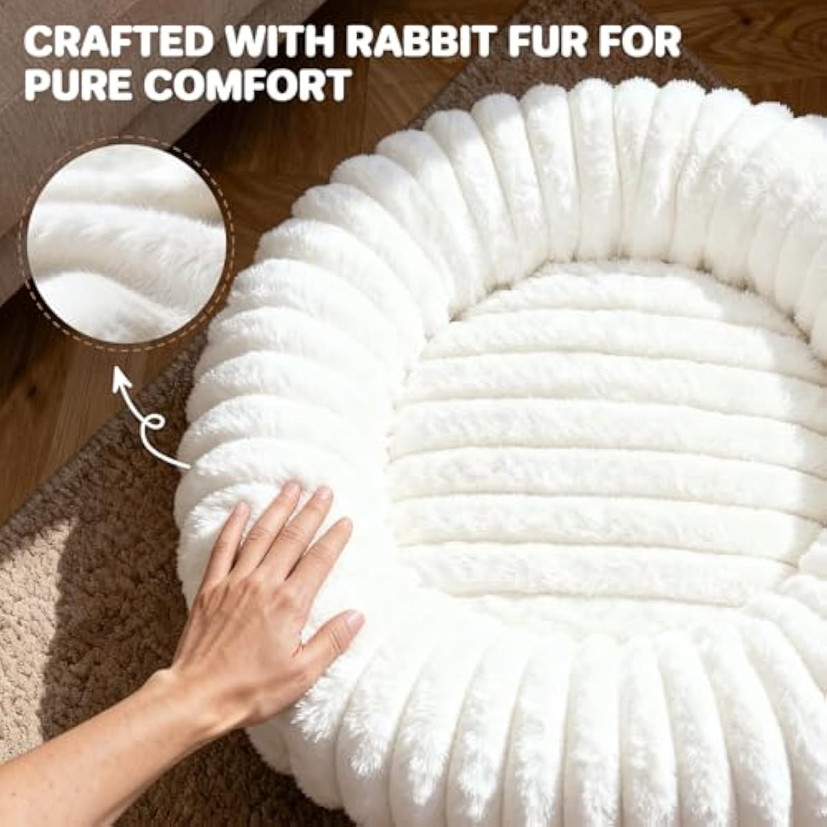 Self Warming Cat Bed for Indoor Cats, Donut Shape, Self-Heating Dog Bed with Non-Slip Bottom, Washable & Portable (Size S)
