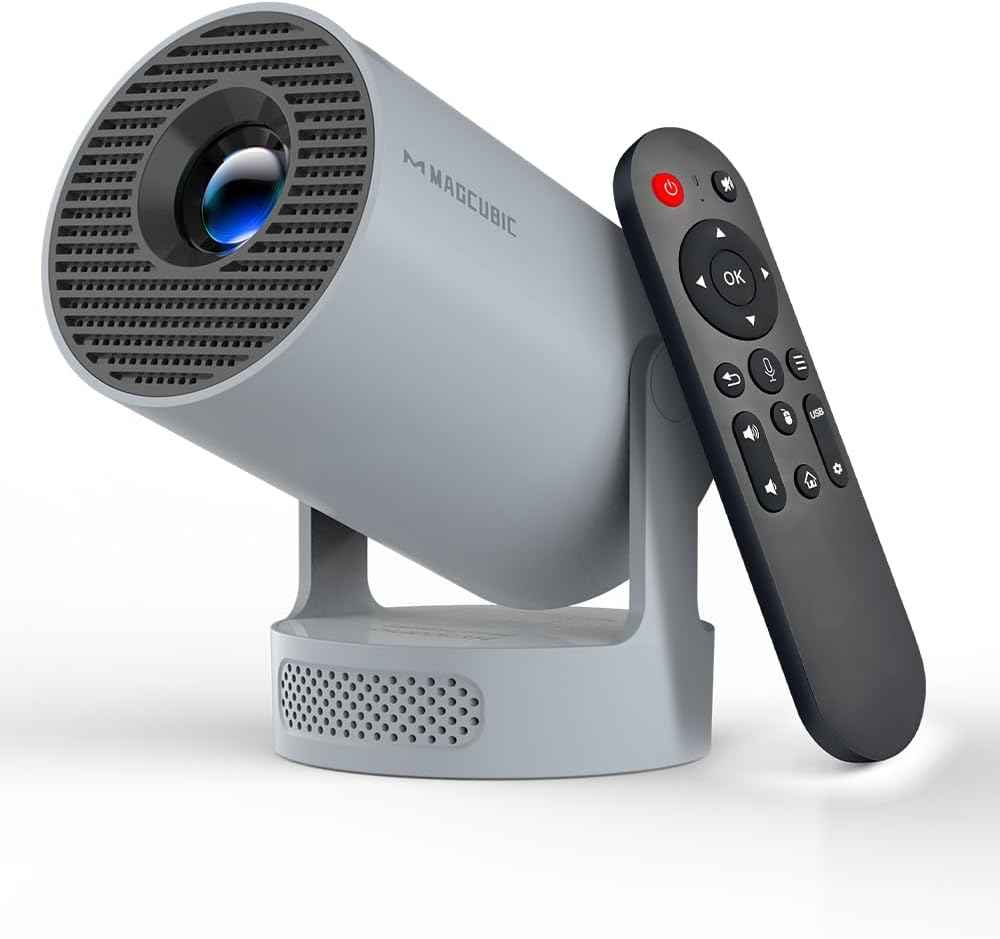 【Electric Focus】Magcubic Mini Projector 4K Support, Portable Projector with WiFi 6 and Bluetooth 5.4, Smart Proyector, 5W Soundbase Speaker, 180°Rotation for Home Theater
