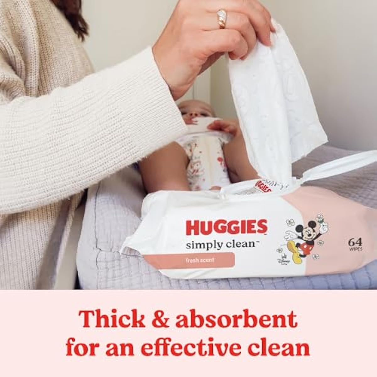 huggies simply clean fresh scent baby wipes, 3 flip-top packs of 64 (192 wipes total) - 3 x 64 count