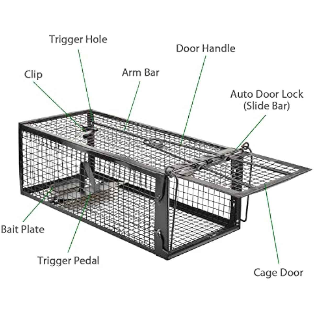 2-Pack Rat Traps Humane Live Mouse Vole Chipmunk Trap Cage for Indoors and Outdoors (Black)