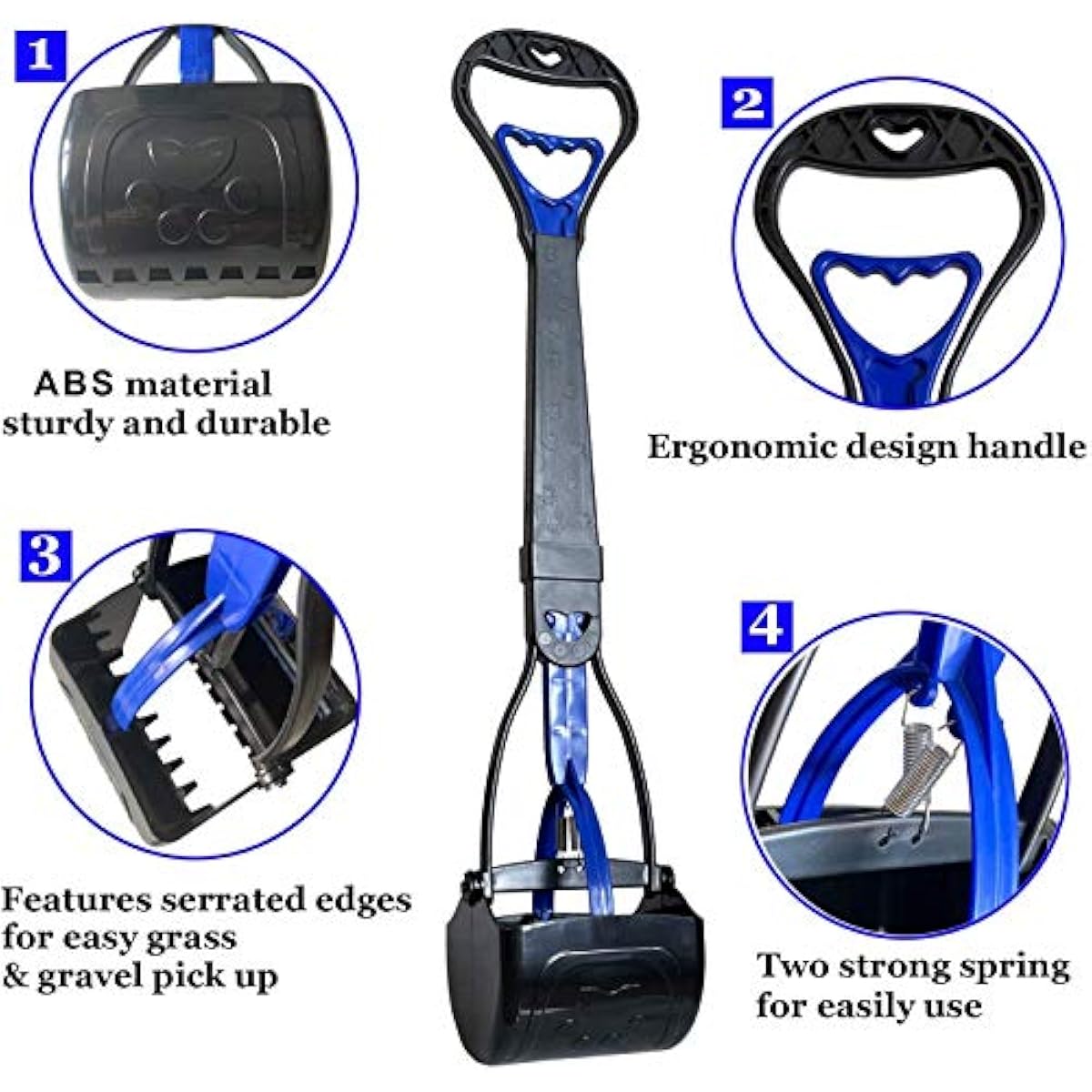 heavy-duty non-breakable large medium small dog pooper scooper with 28" long handled durable stainless steel spring