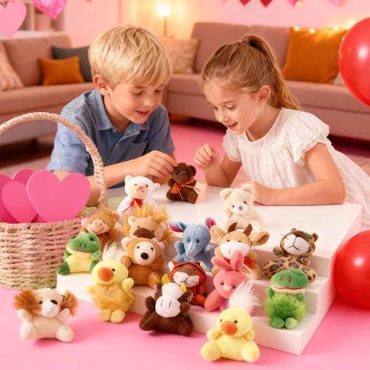JOYIN 24 Pack Mini Animal Plush Toy Assortment (24 Units 3" Each), Animals Keychain Decoration for Kids, Small Stuffed Animal Bulk for Kids, Carnival Prizes, School Gifts, Valentines Goodie Bags