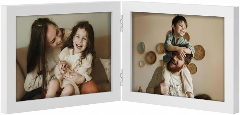 decorUhome double 4x6 picture frame vertical engineered wood bifold photo frame with plexiglass tabletop display black