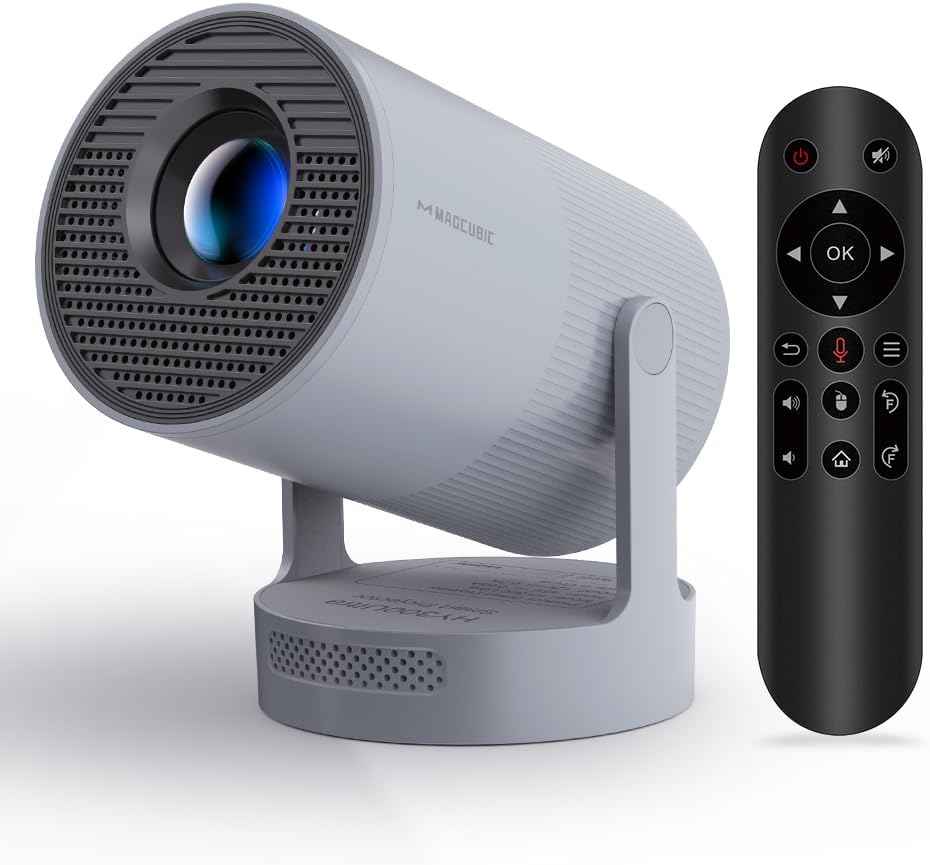 【Electric Focus】Magcubic Mini Projector 4K Support, Portable Projector with WiFi 6 and Bluetooth 5.4, Smart Proyector, 5W Soundbase Speaker, 180°Rotation for Home Theater