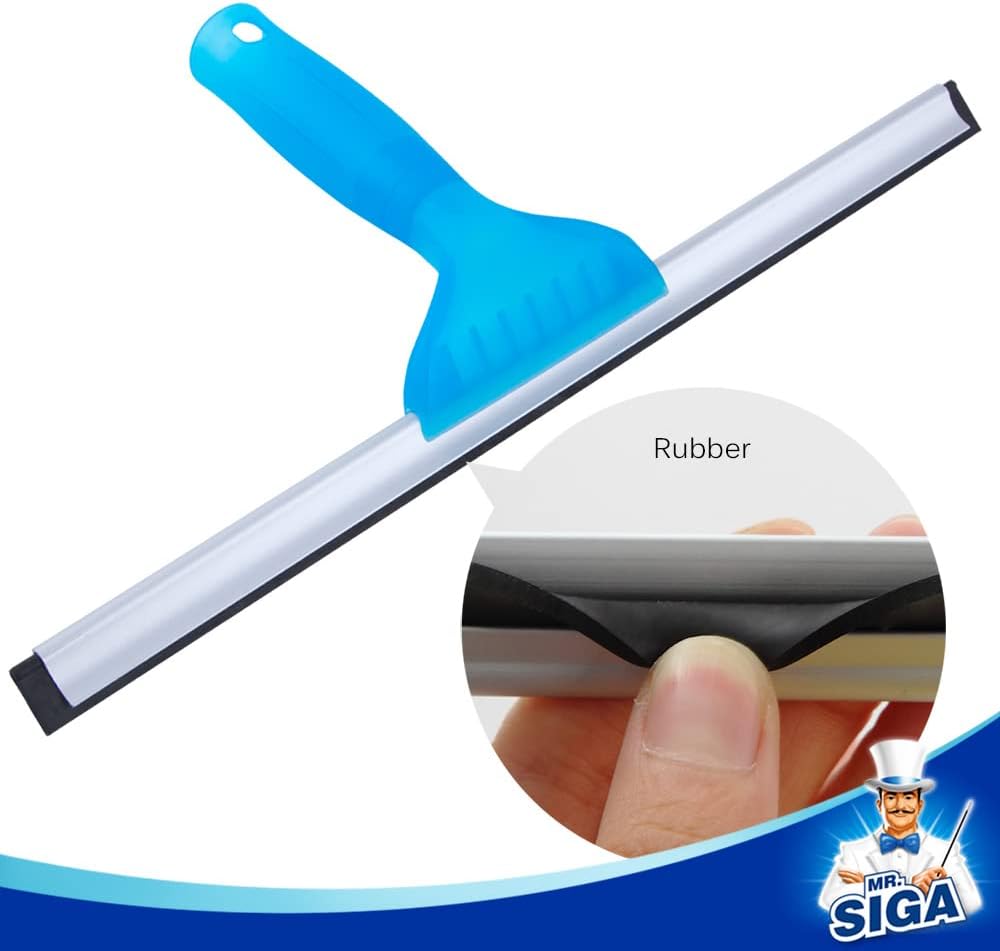 Mysa Professional 14-Inch Window Cleaning Combo, Squeegee & Microfiber Scrubber with Aluminum Clip and Durable Rubber Blade