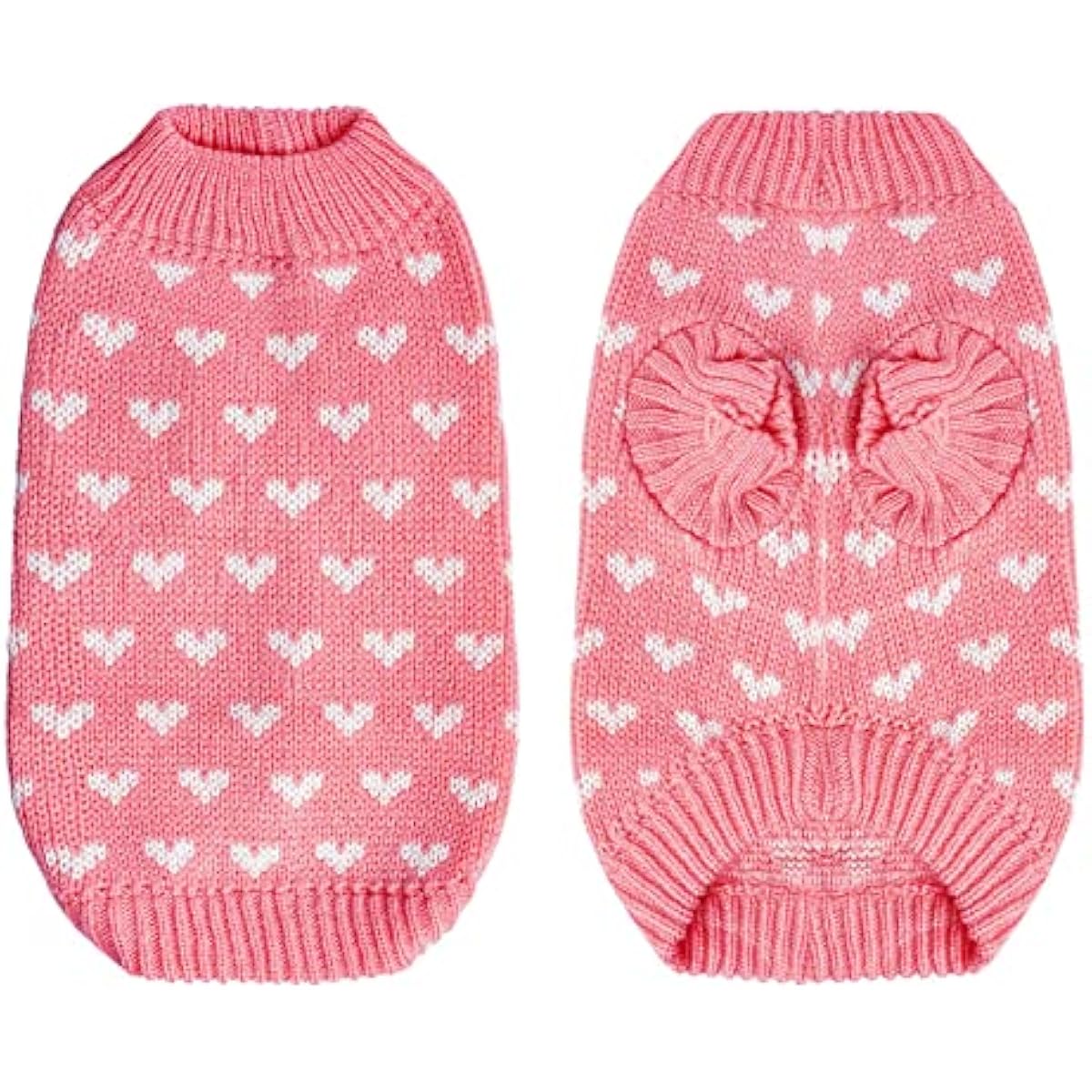 Dxhycc pink heart puppy sweater for small cats and dogs, soft warm winter pet clothes, size S