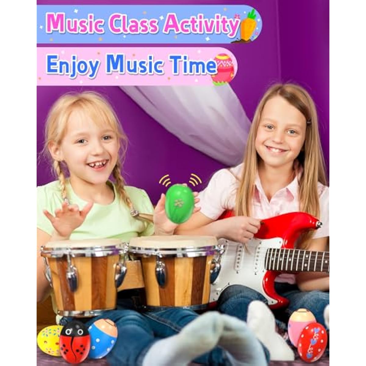wooden percussion shakers 6-pack montessori toys for kids toddlers