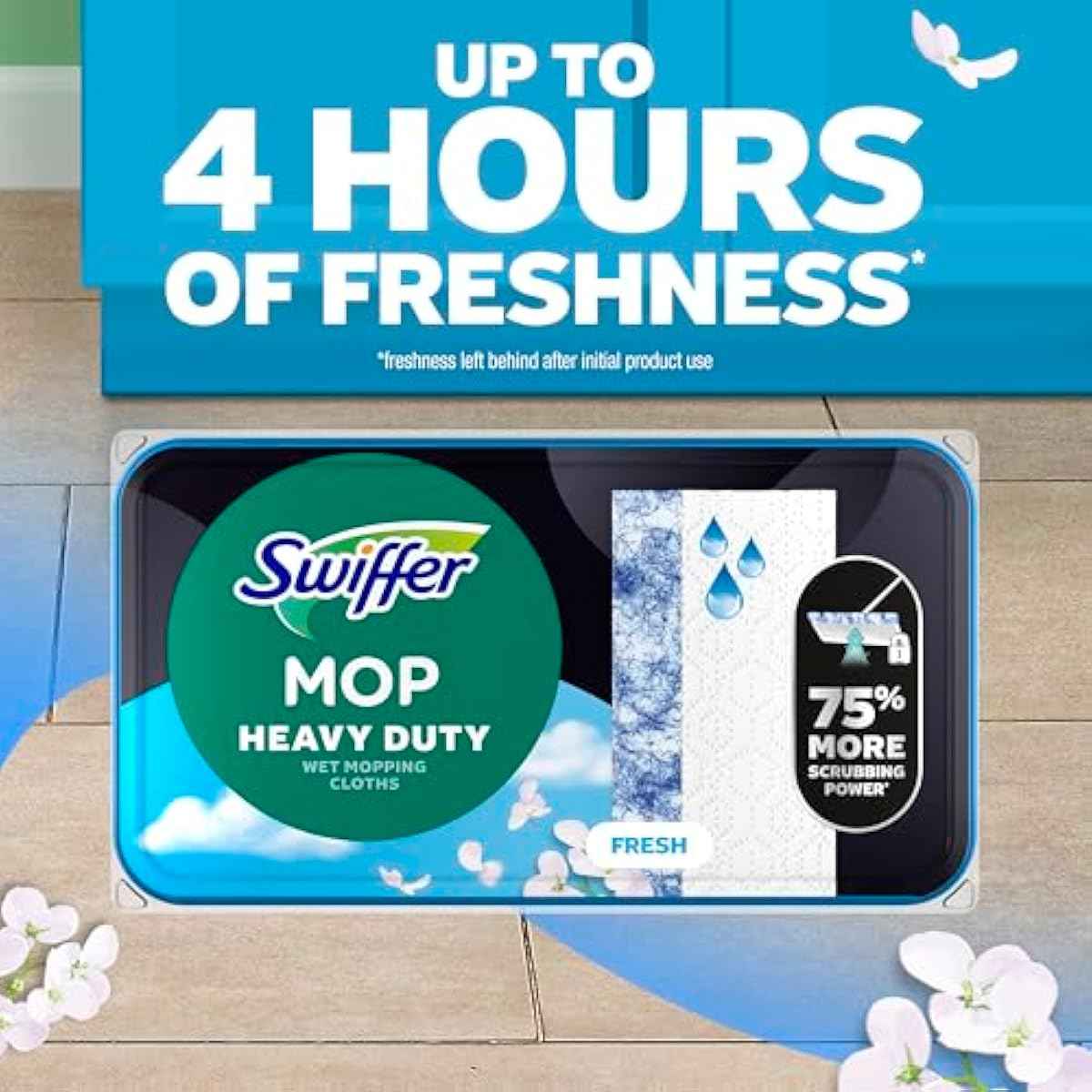 Swiffer Sweep + Mop, Wet Pads Refill, Floor Cleaner, Cleaning Cloths, Heavy Duty, Fresh, 20ct