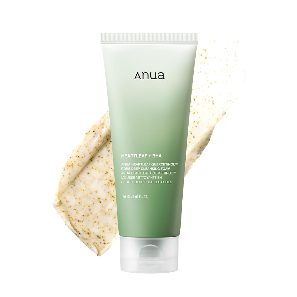 anua heartleaf quercetinol pore deep cleansing foam, gentle exfoliation, hydrating finish, 150ml/5.07 fl.oz, facial cleanser