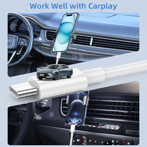 carplay charging cord for iphone 17 16 15 pro max plus type c cord 2pack 3ft+6ft