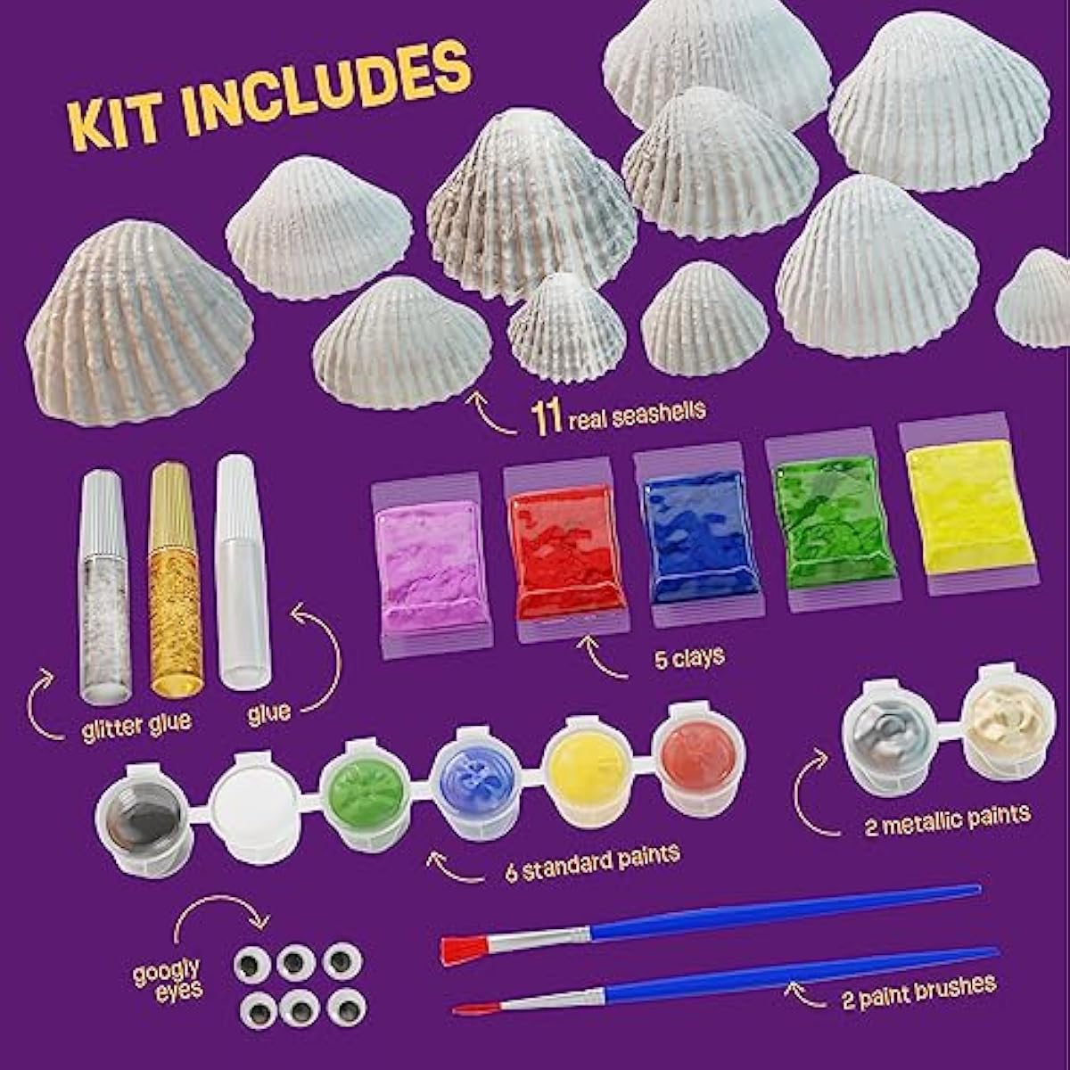 Dan&Darci Kids Sea Shell Painting Kit - Arts & Crafts Easter Gifts for Boys and Girls - Craft Activities Kits - Creative Art Activity Gift Toys for Age 6, 7, 8, 9, 10, 11 & 12 Year Old 8-12