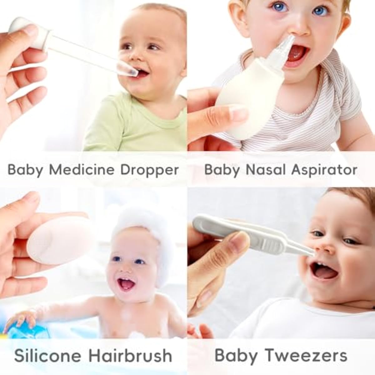POPYJAN 24PCS Baby Grooming & Health Kit, Newborn Nursery Health Care Set, Baby Care Product, Grey White