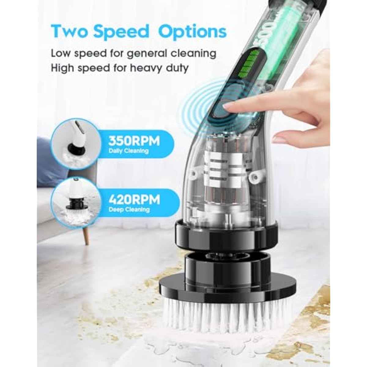 Electric Spin Scrubber for Cleaning Bathroom: Cordless Power Shower Scrubber - Electric Cleaning Brush for Tile Tub