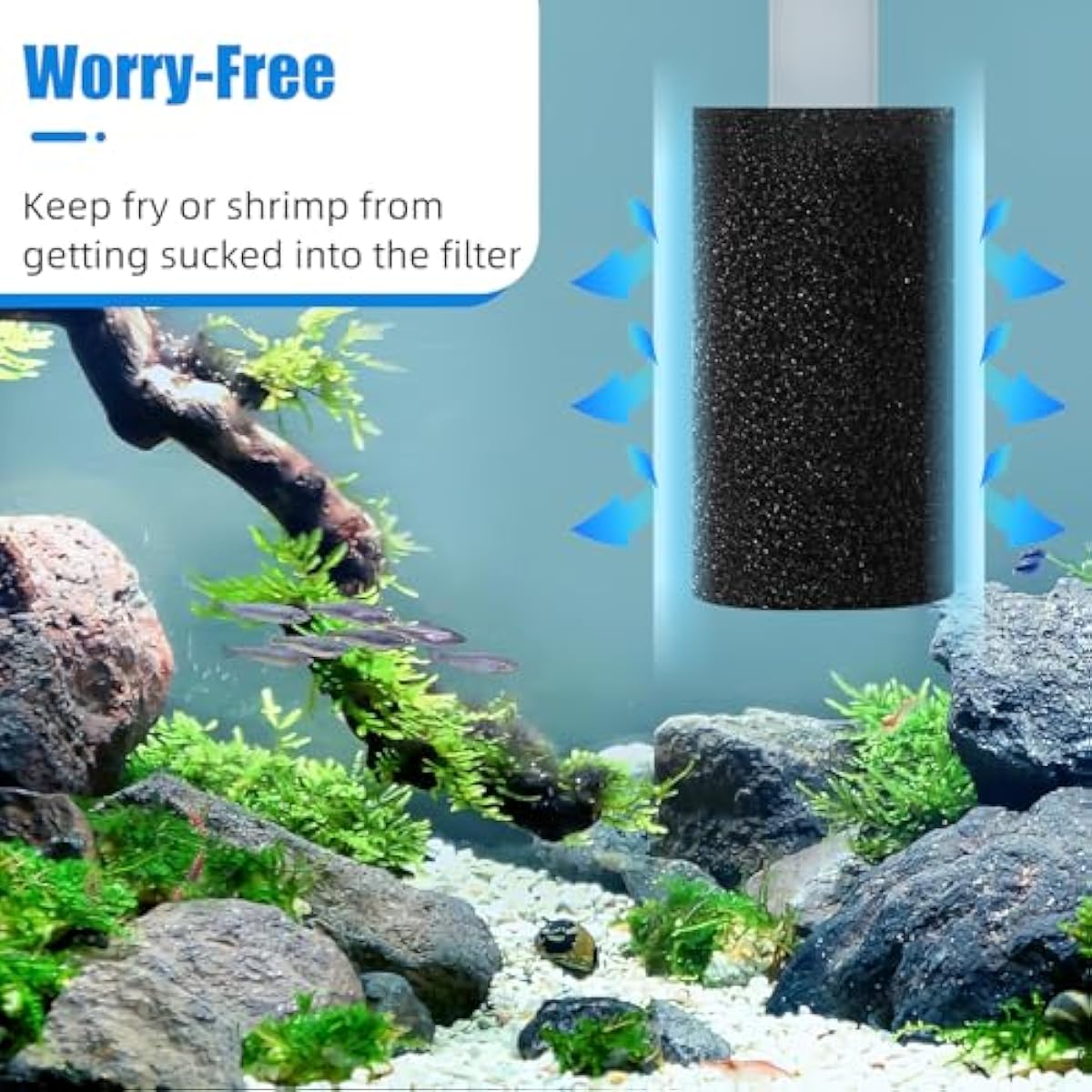 aquaneat 6-pack pre-filter sponge replacement foam cover for aquarium shrimp fry fish tank filter 0.8