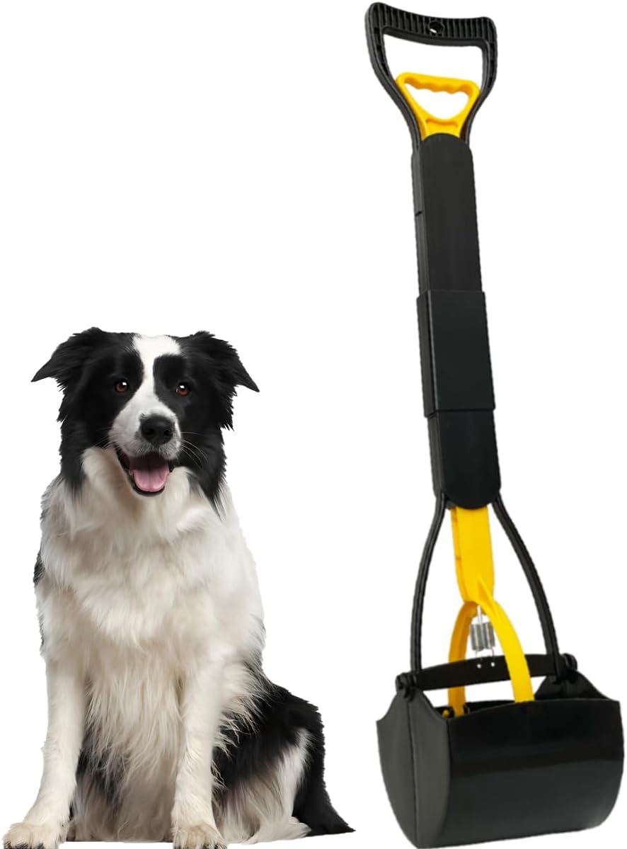 heavy-duty non-breakable large medium small dog pooper scooper with 28" long handled durable stainless steel spring