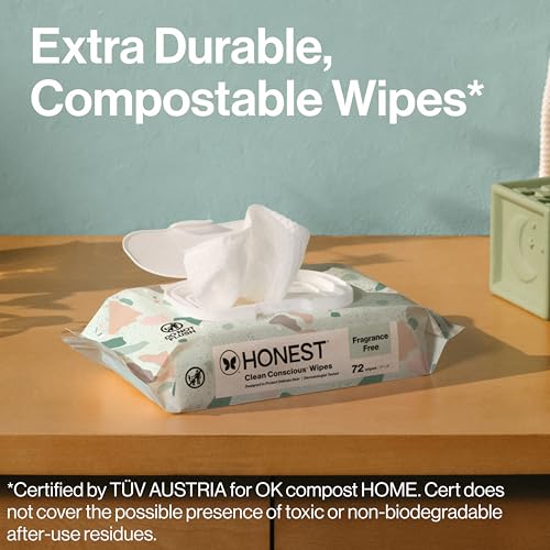 Honest Company Hypoallergenic Baby Wipes for Sensitive Skin, Fragrance-Free, 576 Count (6 Packs of 96)