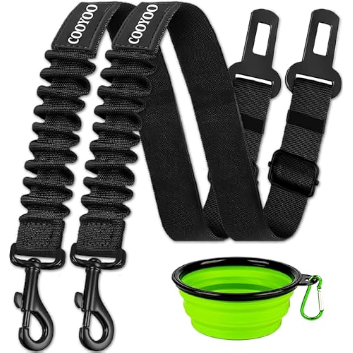 cooyoo dog seat belt 3 piece set adjustable nylon pet safety harness heavy duty elastic