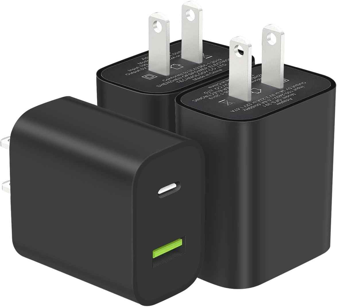 2 Pack USB C Charger Block, Dual Port Type C Wall Charger Fast Charging 20W Power Adapter Cube for iPhone 14/14 Pro/14 Pro Max/14 Plus/13/12/11, XS/XR/X, iPad, Samsung, More
