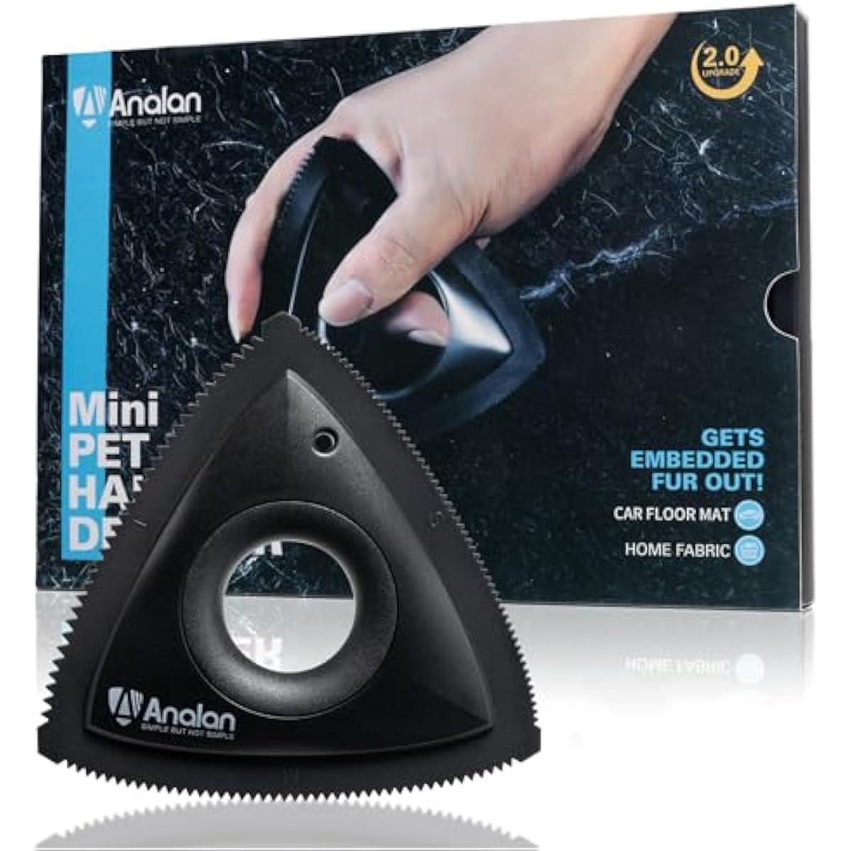 Analanan Mini Pet Hair Remover for Car Detailing Supplies, Carpet Dog Hair Remover, Jet Black