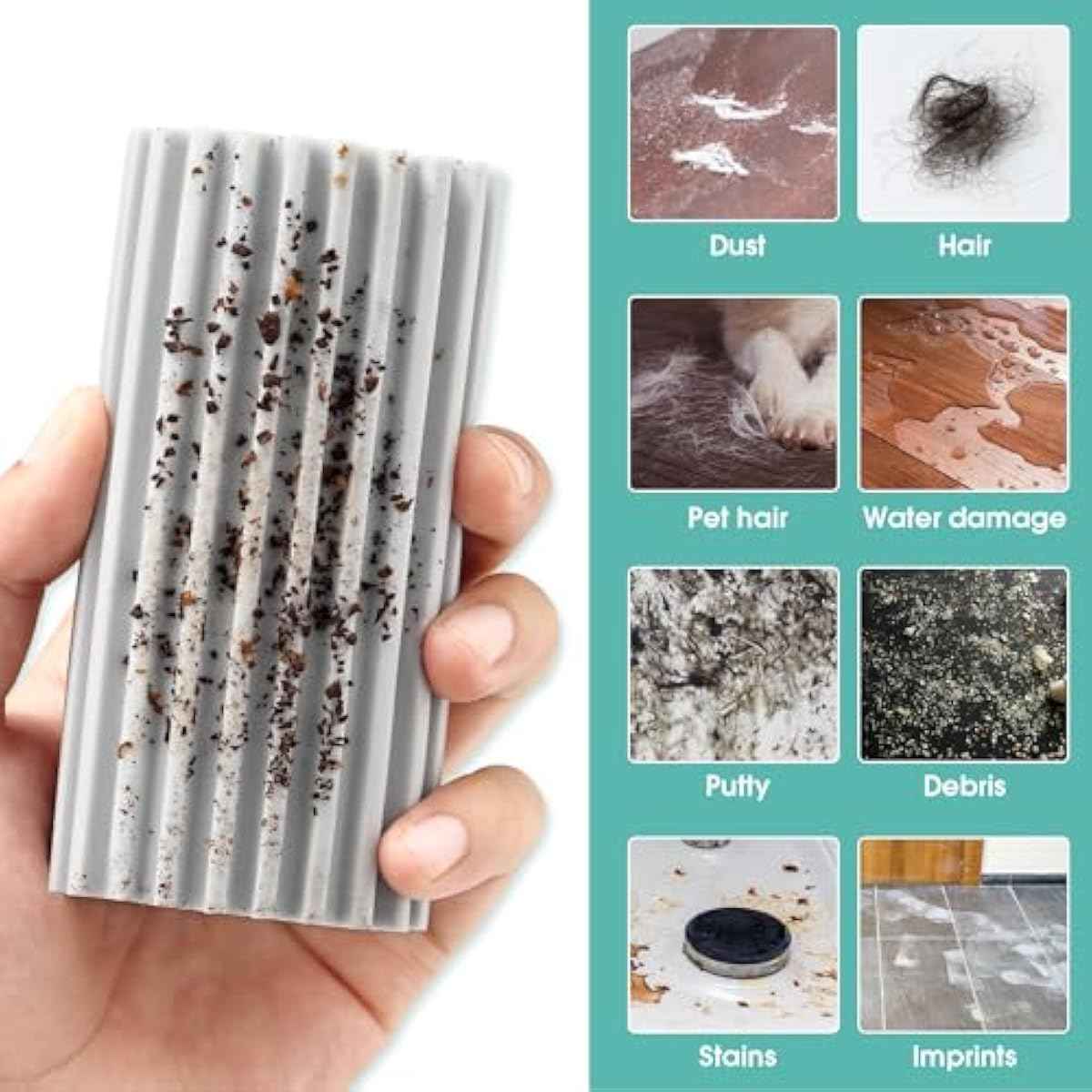 4 Pack Damp Dusting Sponge Duster, Grey Dust Cleaning Sponge, Reusable Household Cleaning Sponge Tool for Blinds, floorboards, Fan Blades, Vents, Glass, Railings, Mirrors