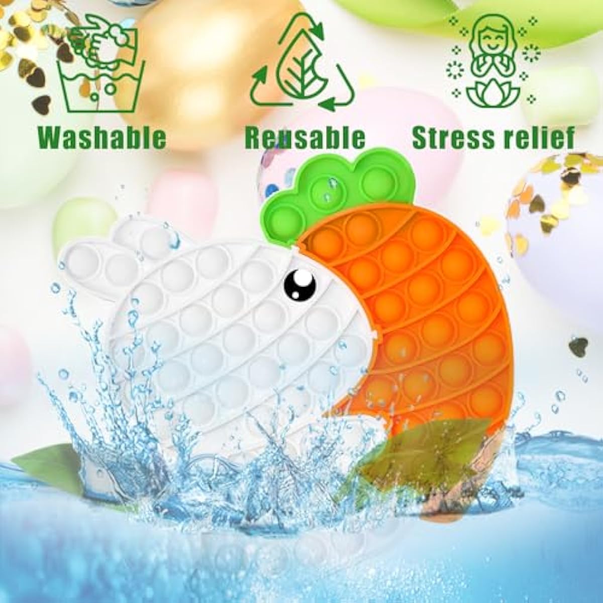 white easter bunny poppers bunny carrot pop bubble fidget sensory toys puzzle popper for kids toddler gift development toy