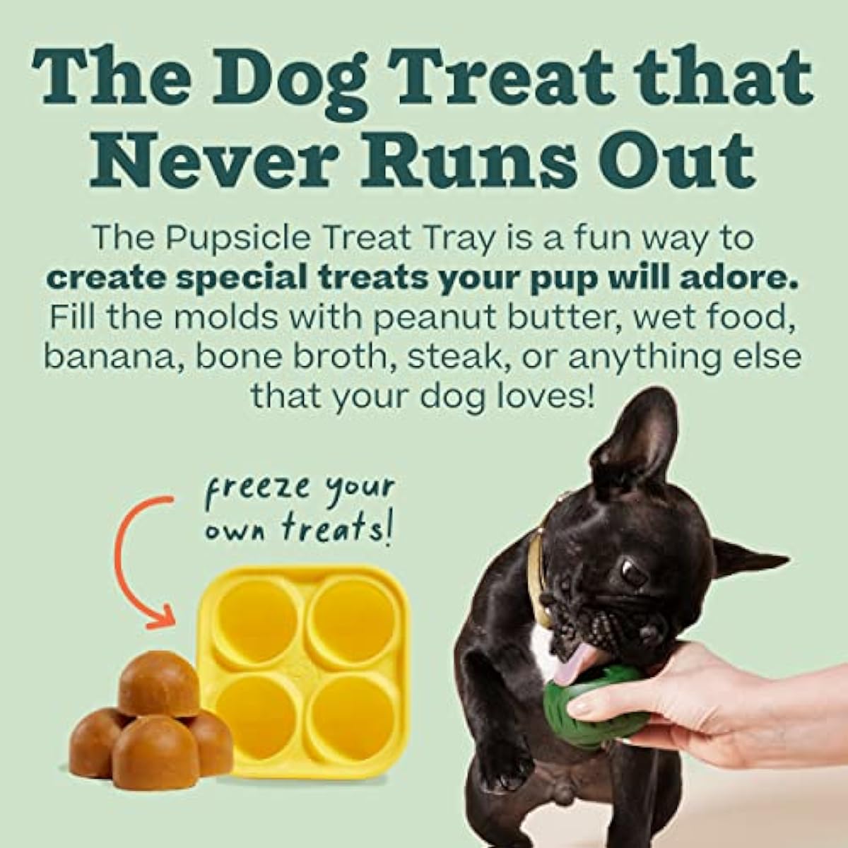 WOOF Pupsicle Treat Tray Mold, Large 25-75lbs, Silicone, Dishwasher Safe, Reusable, Freeze Refill, Dog Treats, Pupsicle Toy