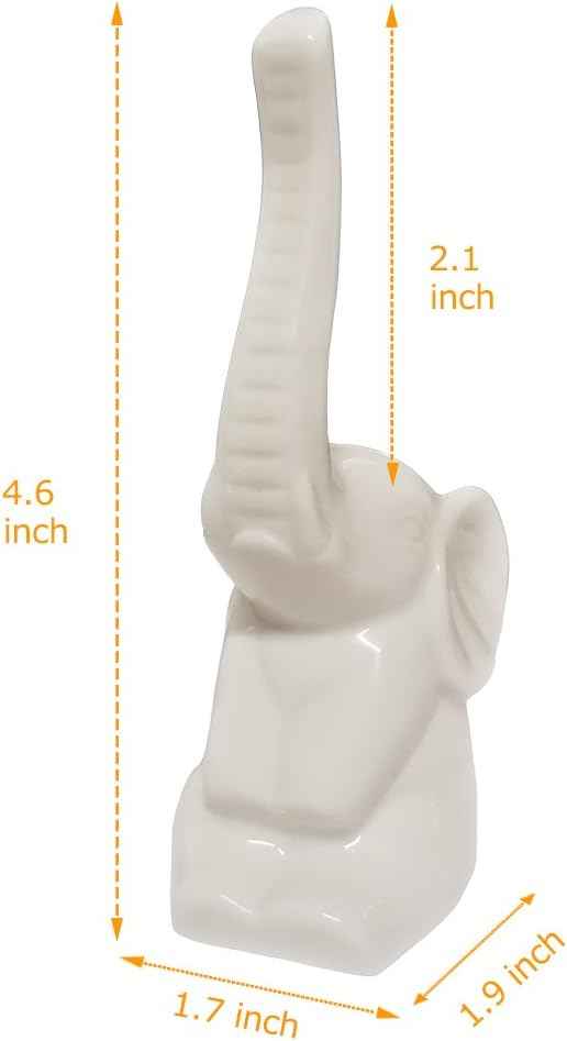 HOME SMILE Elephant Ring Holder for Jewelry,Engagement Wedding Ring Display Holder Stand Trinket Trays (Litltle White)