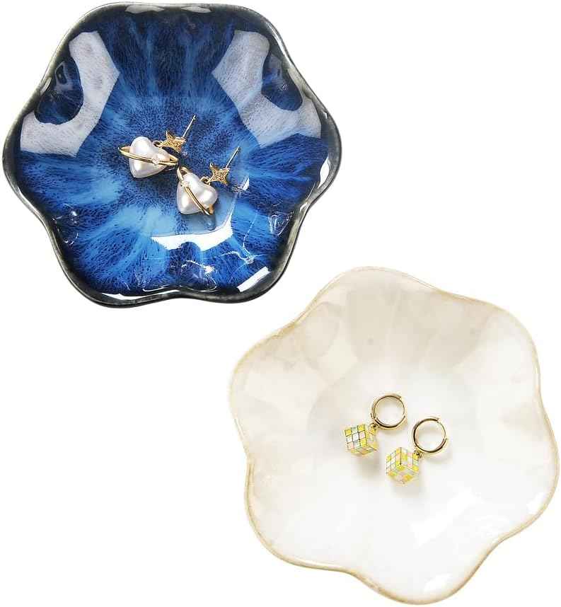 Lotus Leaf Shape Decorative Ring Tray, Small Key Bowl, Ceramic Trinket Tray Jewelry Dish Organizing Necklace Earrings, Home Decoration for Mom Best Friend Sister, Pink.