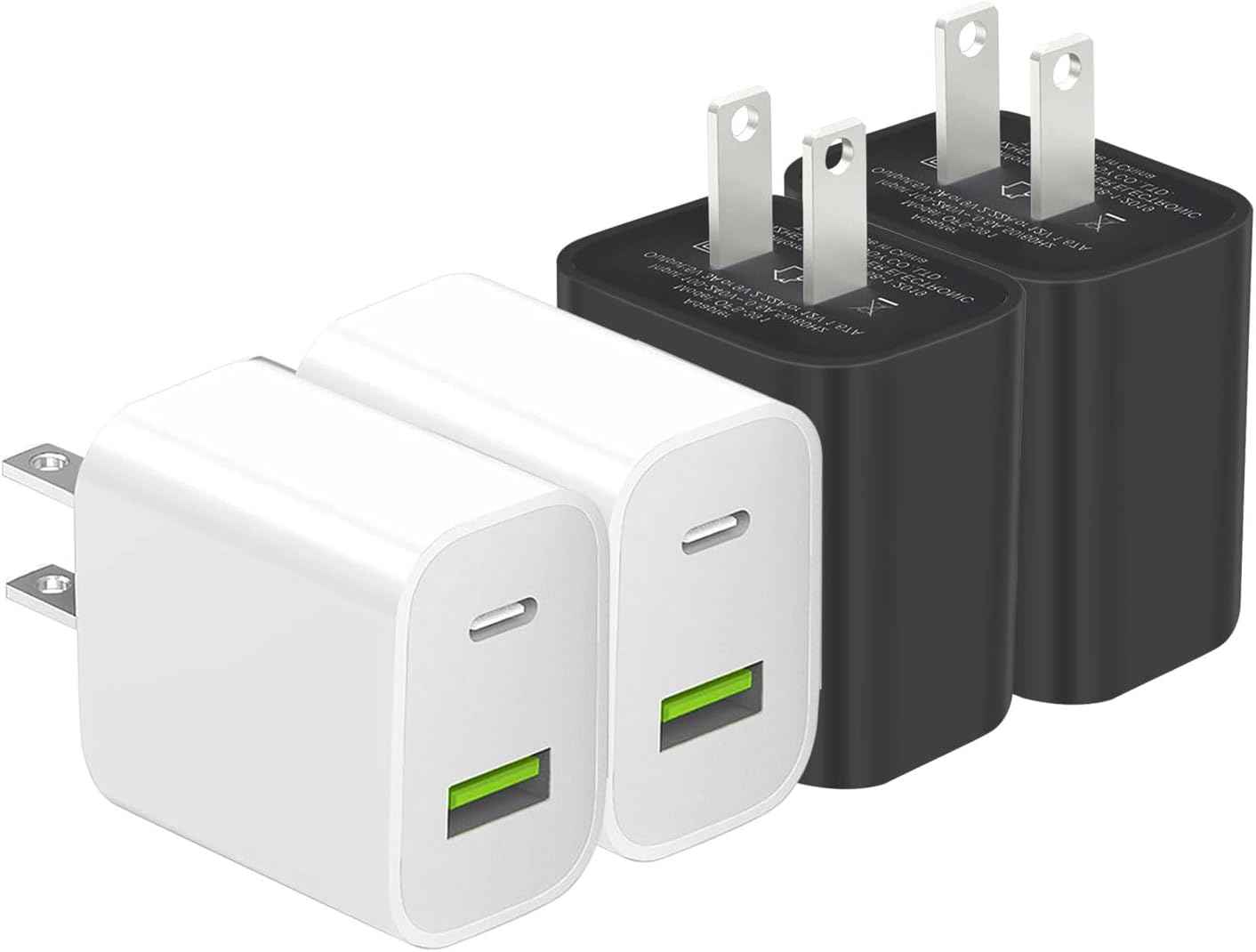 2 Pack USB C Charger Block, Dual Port Type C Wall Charger Fast Charging 20W Power Adapter Cube for iPhone 14/14 Pro/14 Pro Max/14 Plus/13/12/11, XS/XR/X, iPad, Samsung, More