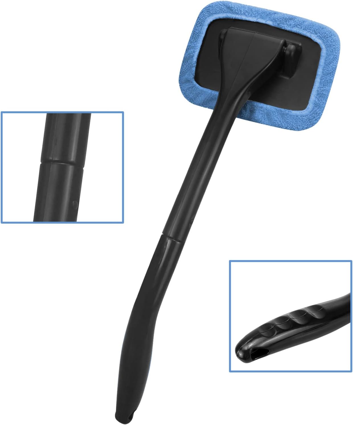 windshield cleaning tool with 4 washable microfiber pads and extendable ergonomic handle for auto glass wiper