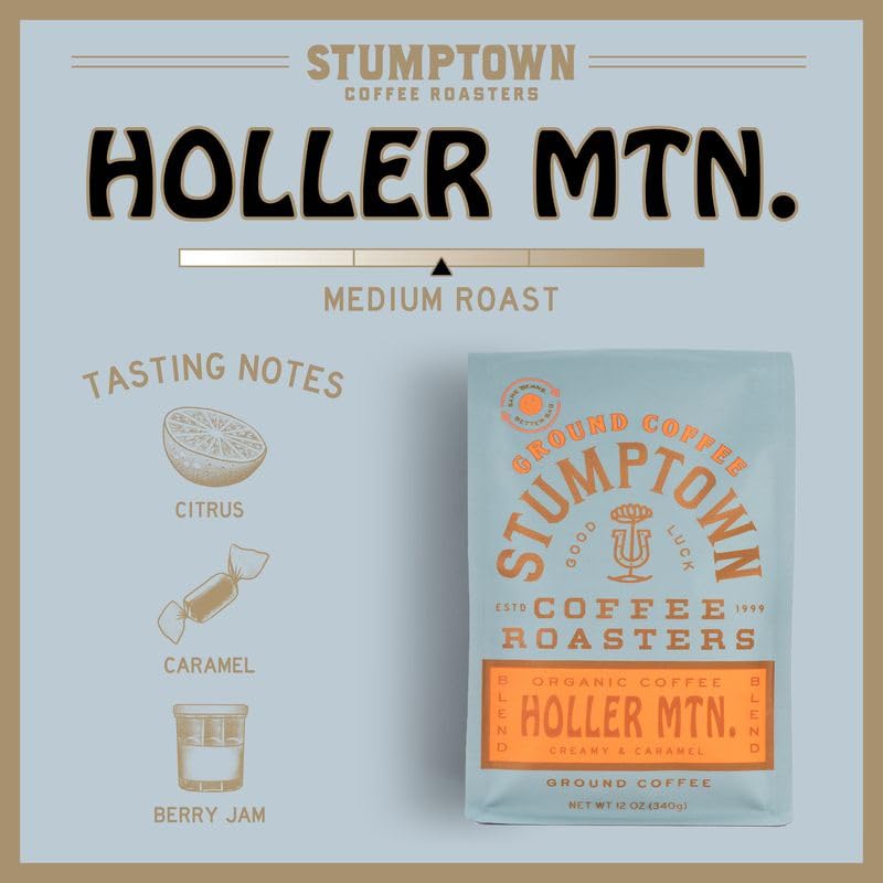 stumptown holler mountain organic medium roast ground coffee 12 ounce bag citrus caramel hazelnut flavor