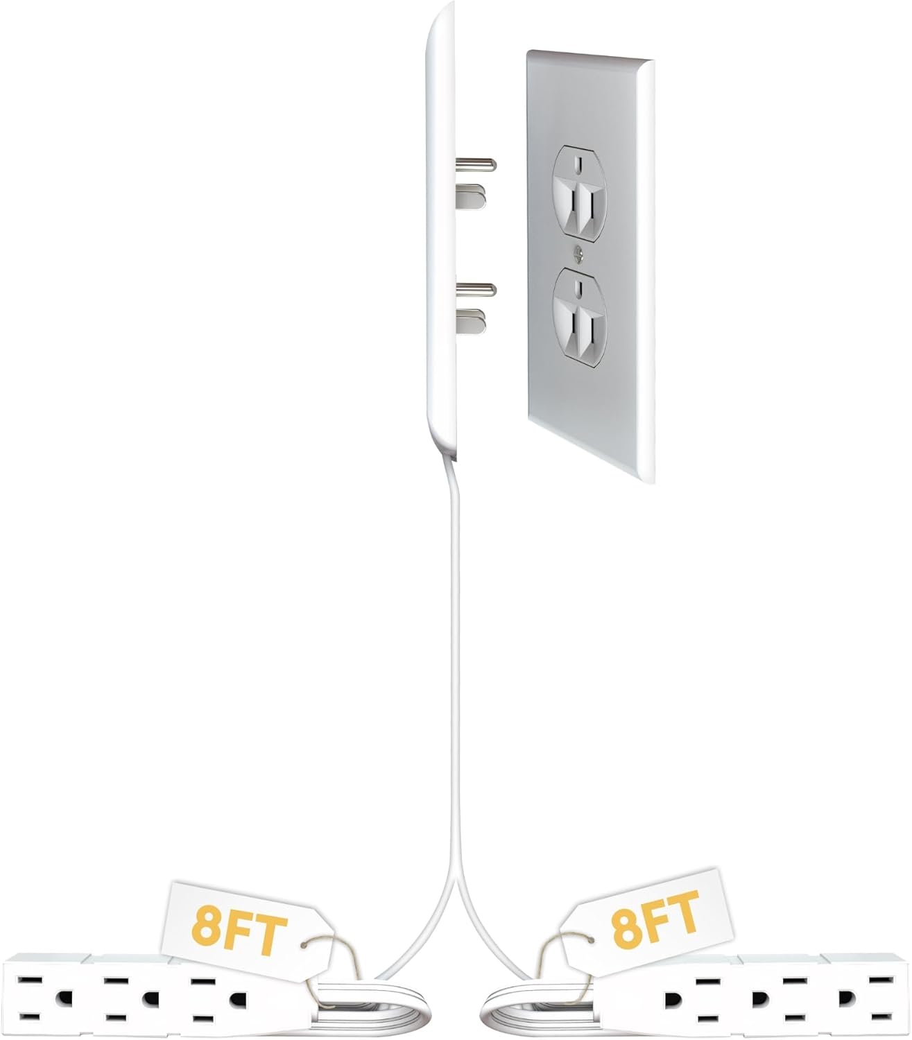 Sleek Socket original flat ultra-thin outlet concealer with extension cord kit, 3ft, multi-outlet power strip for home improvement